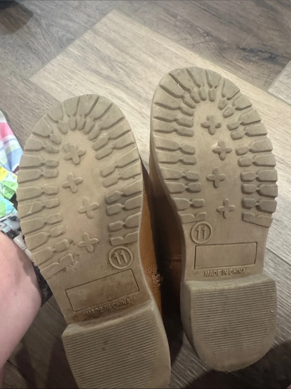 Kids Tan Ankle Boots with Buckle Strap